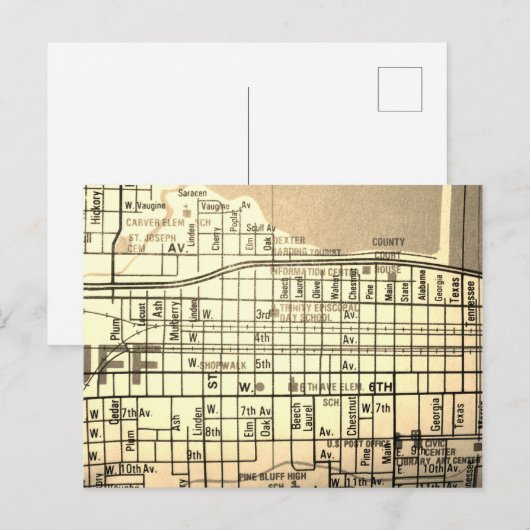 Pine Bluff, AR Kaart (Voorkant / Achterkant)