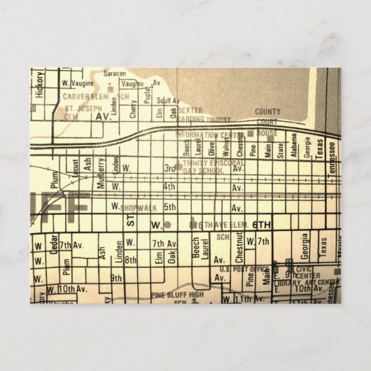 Pine Bluff, AR Kaart (Voorkant)