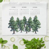 Pine Bomen Aquarel Schilderij Kalender 2026 Theedoek (Gevouwen)