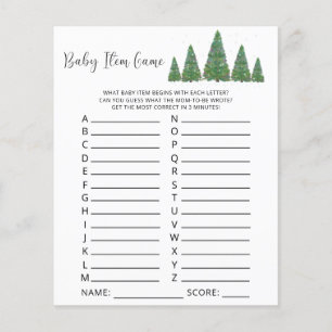Pine bomen Baby Objectspel. Baby shower game