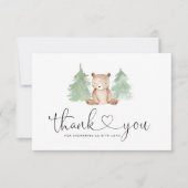 Pine bomen kleine beer baby shower dank u kaart (Voorkant)