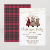 Pine-bomen, lampjes, Buffalo-geplakt kerstfeest Kaart (Voorkant / Achterkant)