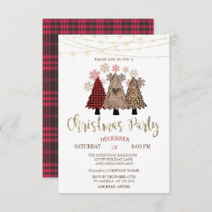 Pine-bomen, lampjes, Buffalo-geplakt kerstfeest Kaart