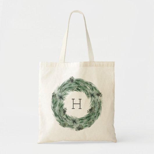 Pine Boom Krans Monogram Tote Bag (Voorkant)
