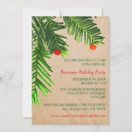 Pine Boom Tak - Kerstfeest Uitnodiging