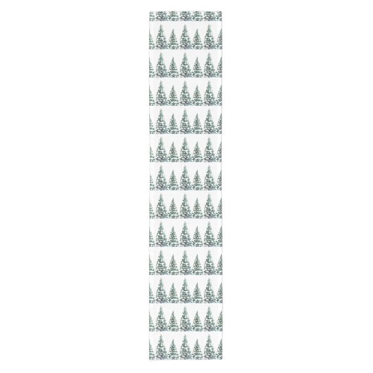 Pine-boomsneeuwscène Winter Kerstmis Korte Tafelloper (Voorkant)