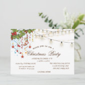 Pine boomtak Hout, String Lights Kerstmis Kaart (Staand voorkant)