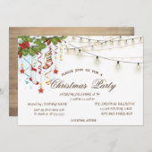 Pine boomtak Hout, String Lights Kerstmis Kaart (Voorkant / Achterkant)