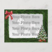 Pine Border Kerstfoto Briefkaart (Voorkant)