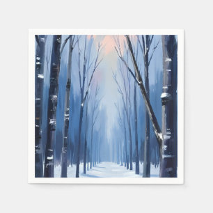 Pine bos winter bosland waterverf kaart servet