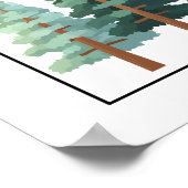 Pine-bosbomen Minimalistische Natuur Illustratie Poster (Hoek)