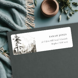 Pine Bossen Berglandschap Schets Adres Etiket