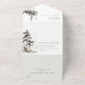 Pine Bossen Berglandschap Schets Bruiloft All In One Uitnodiging (Buitenkant)