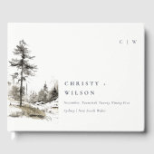 Pine Bossen Berglandschap Schets Bruiloft Gastenboek (Voorkant)