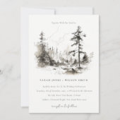 Pine Bossen Berglandschap Schets Bruiloft Kaart (Voorkant)