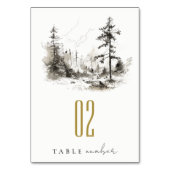 Pine Bossen Berglandschap Schets Bruiloft Kaart (Voorkant)