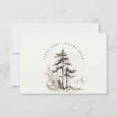 Pine Bossen Berglandschap Schets Bruiloft RSVP Kaartje (Achterkant)