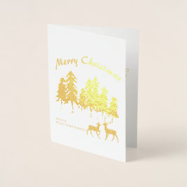 Pine Bossen Forest Rendier Foto Vrolijk Kerstfeest Folie Kaarten