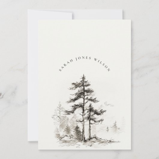 Pine Bossen Mountain Landscape Schets Verjaardag Kaart (Achterkant)