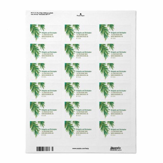 Pine Bossen Waterverf | Adres Etiket (Full Sheet)