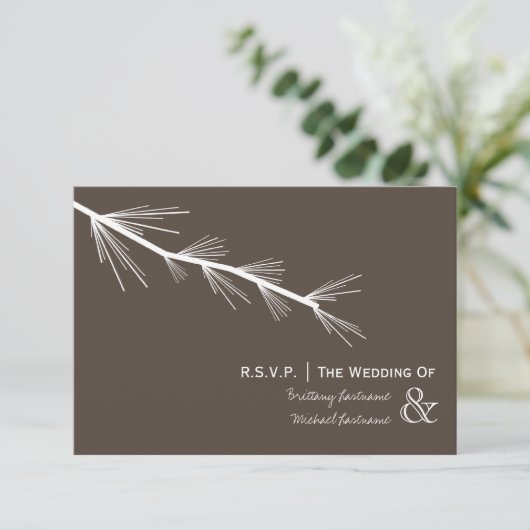Pine Bough Brown Wedding R.S.V.P. RSVP Kaartje (Staand voorkant)