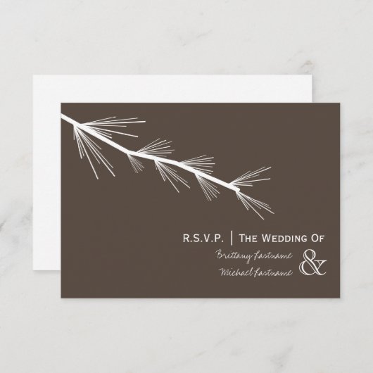 Pine Bough Brown Wedding R.S.V.P. RSVP Kaartje (Voorkant / Achterkant)
