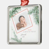 Pine Bough Child Mijn eerste Kerstmis Metalen Ornament (Links)