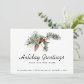 Pine Bough Christmas Berries Vakantie Verhuizen Aankondiging (Staand voorkant)