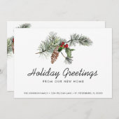 Pine Bough Christmas Berries Vakantie Verhuizen Aankondiging (Voorkant / Achterkant)