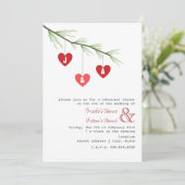 Pine Bough & Hearts Rehearsal Dinner Invitation Kaart (Staand voorkant)
