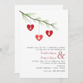Pine Bough & Hearts Rehearsal Dinner Invitation Kaart (Voorkant / Achterkant)