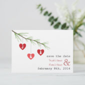 Pine Bough Hearts Valentijn Weddenschap Save the D Save The Date (Staand voorkant)