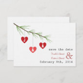 Pine Bough Hearts Valentijn Weddenschap Save the D Save The Date (Voorkant / Achterkant)