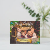 Pine Bough Lijst White Merry kerstfoto Feestdagenkaart (Staand voorkant)