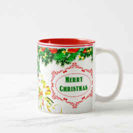 Pine Bough Merry Christmas Tweekleurige Koffiemok