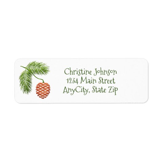 Pine Bough & Pinecone Retouradreslabel Etiket (Voorkant)