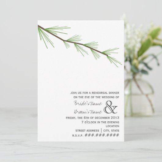 Pine Bough Rehearings Dinner Invitation Kaart (Staand voorkant)