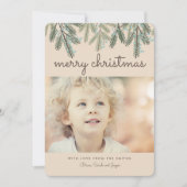 Pine Bough Vrolijk Kerstfeest Fotokaart Feestdagenkaart (Voorkant)