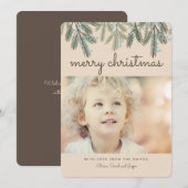 Pine Bough Vrolijk Kerstfeest Fotokaart Feestdagenkaart (Voorkant / Achterkant)