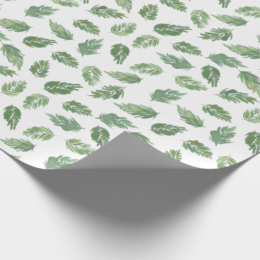 Pine Bough Waterverf Pattern Wrapping Paper Cadeaupapier (Hoek)