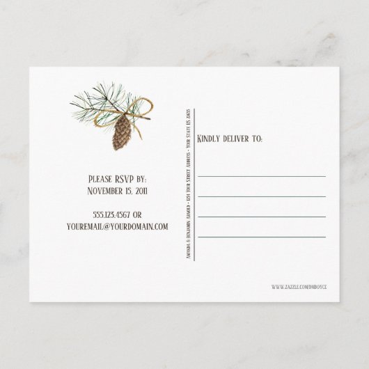 Pine Bough WreatPine Cones Bells String Cinnamon Briefkaart (Achterkant)