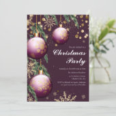 Pine Boughs & Baubles Kerstparty Uitnodiging (Staand voorkant)