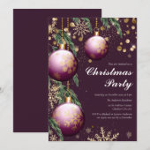 Pine Boughs & Baubles Kerstparty Uitnodiging (Voorkant / Achterkant)