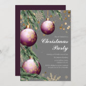 Pine Boughs & Baubles Kerstparty Uitnodiging (Voorkant / Achterkant)