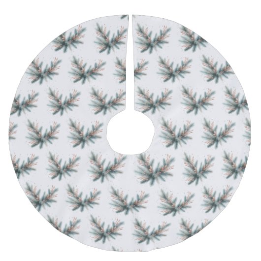 Pine Boughs Dusty Pink Stems Kerstboom Rok (Voorkant)