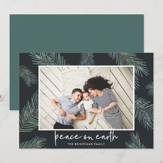 Pine Boughs | Foto voor vrede op aarde Feestdagenkaart (Voorkant / Achterkant)