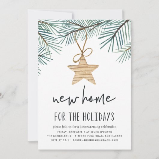 Pine Boughs Holiday Housewarming Party Uitnodiging (Voorkant)