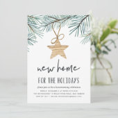 Pine Boughs Holiday Housewarming Party Uitnodiging (Staand voorkant)