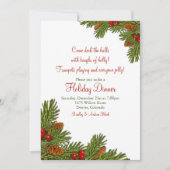 Pine Boughs Holly Kerstfeestdag Kaart (Voorkant)