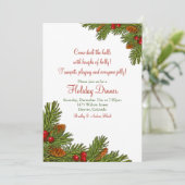 Pine Boughs Holly Kerstfeestdag Kaart (Staand voorkant)